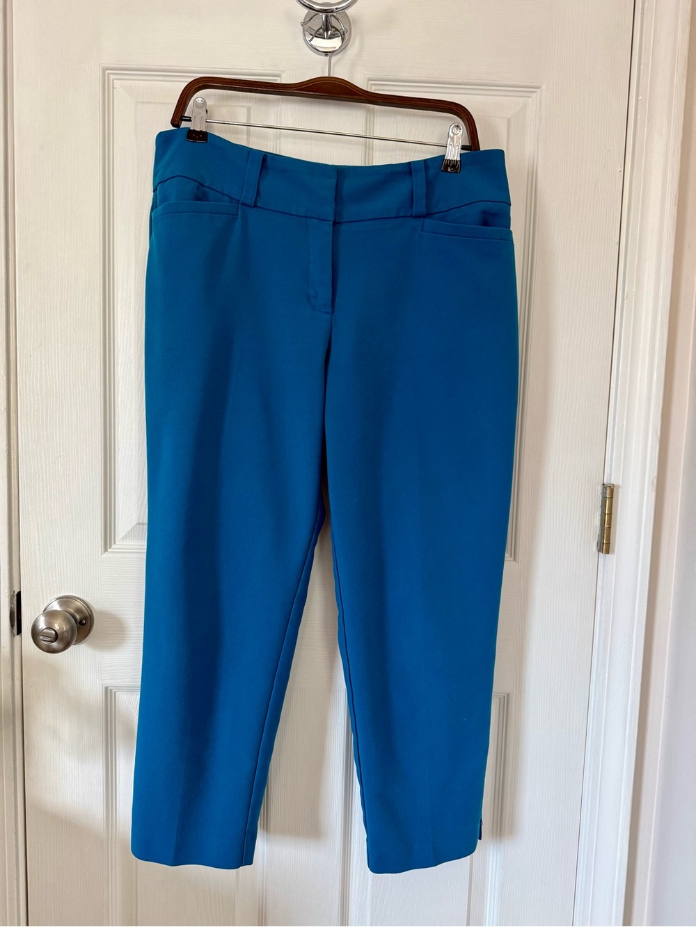 New York & Company Teal Cropped Dress Pants (Ankle Length)